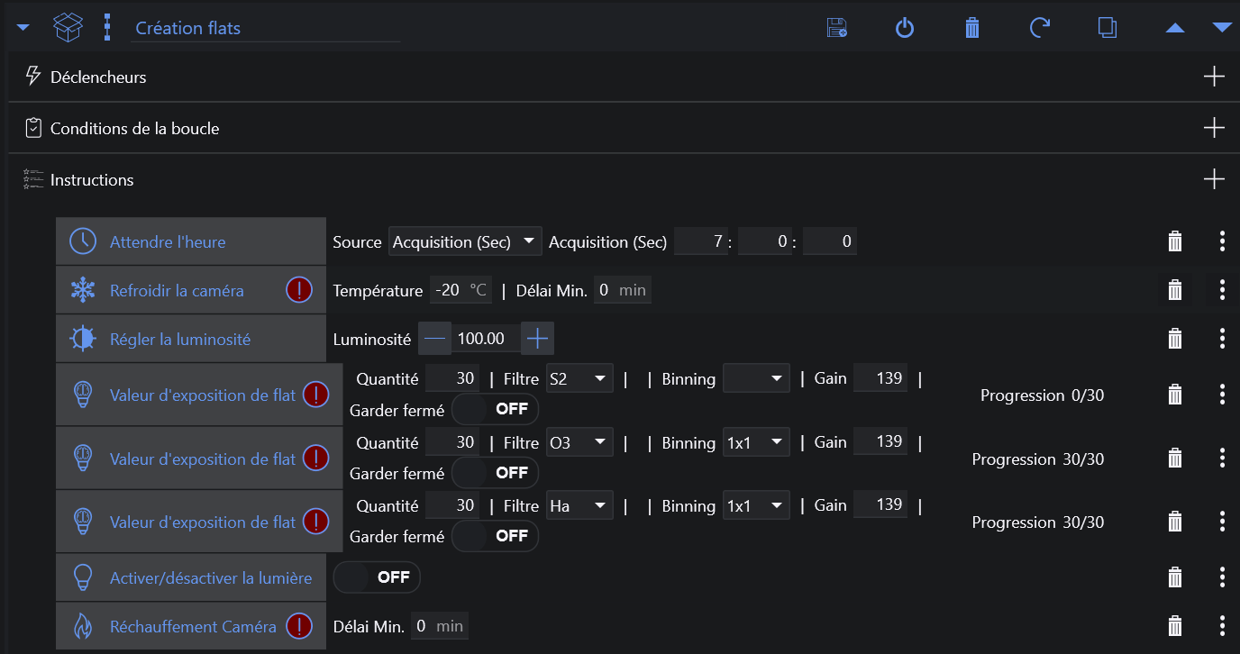 Programmation des flats